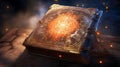 Ancient tome with glowing runes, whispering secrets of the universe