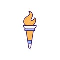 Ancient torch Outline with Colors Fill Vector Icon that can easily edit or modify.