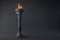 Ancient Torch on a Stone Column. Generative ai