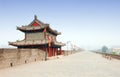 Ancient tower on city wall in China Royalty Free Stock Photo