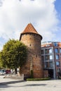 Ancient Tower on Gdansk Street. Poland