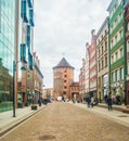 Ancient tower and houses in Old Town, Gdansk, Poland