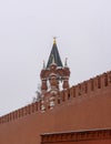 Ancient tower on Kremlin wall in Moscow is architectural masterpiece Royalty Free Stock Photo