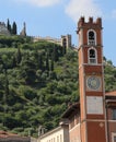 Ancient tower in the main square in Marostica Town in Italy Royalty Free Stock Photo