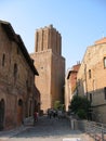 Ancient tower in the markets of Trajan to Rome in Italy. Royalty Free Stock Photo