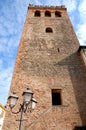 Ancient tower with streetlight in Monselice in the Veneto (Italy) Royalty Free Stock Photo