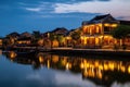 Ancient town of Hoi An at night, Vietnam. Long exposure, Hoi An ancient town riverfront, AI Generated Royalty Free Stock Photo