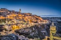 Ancient town of Matera at dusk, Basilicata, southern Italy Royalty Free Stock Photo