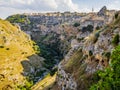 Ancient town of Matera and its spectacular canyon, Basilicata region, southern Italy Royalty Free Stock Photo