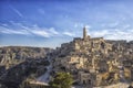 Ancient town of Matera, Sassi di Matera at dusk, Basilicata, southern Italy Royalty Free Stock Photo