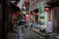 The ancient town in the rain Royalty Free Stock Photo