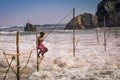 The Ancient Tradition Of Stilt FishinG In Galle, Sri Lanka Royalty Free Stock Photo