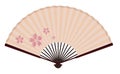 Ancient Traditional Asian Fan with Sakura On It Royalty Free Stock Photo