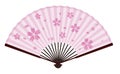 Ancient Traditional Asian Fan with Sakura On It Royalty Free Stock Photo