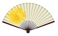 Ancient Traditional Japanese fan with Chrysanthemum Painting