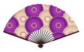 Ancient Traditional Japanese fan with Japanese Flower Pattern, Noble And Luxurious