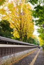 Ancient Traditional Japanese stone wall and old tiled roof and b Royalty Free Stock Photo