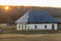 Ancient traditional ukrainian rural clay house in authentic Cossack farm in Stetsivka village in ÃÂ¡herkasy region, Ukraine Royalty Free Stock Photo