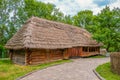 Ancient traditional ukrainian rural cottage with a straw roof