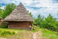 Ancient traditional ukrainian rural cottage with a straw roof Royalty Free Stock Photo