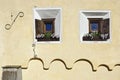 The ancient traditional window. Zuoz, Switzerland Royalty Free Stock Photo