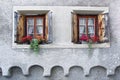 The ancient traditional window. Zuoz, Switzerland Royalty Free Stock Photo