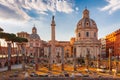 Ancient Trajan Forum at sunset, Rome, Italy