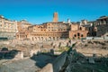 Ancient Trajan`s Market, ruins in Via dei Fori Imperiali, Rome, Italy Royalty Free Stock Photo