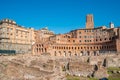 Ancient Trajan`s Market, ruins in Via dei Fori Imperiali, Rome, Italy Royalty Free Stock Photo