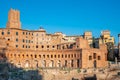 Ancient Trajan`s Market, ruins in Via dei Fori Imperiali, Rome, Italy Royalty Free Stock Photo