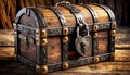 Ancient Treasure Chest with Heart-shaped Padlock - Generative Ai