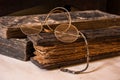 Ancient Treatise with very old glasses Royalty Free Stock Photo