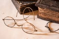 Ancient Treatise with very old glasses Royalty Free Stock Photo