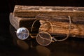 Ancient Treatise with very old glasses Royalty Free Stock Photo