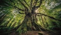 Ancient Tree Trunk Stands Tall In Wilderness Generated By AI