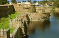 The ancient trench with fort battlements and the large wall landscape Royalty Free Stock Photo