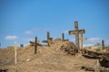 Ancient tribal graveyard at New Mexico pueblo where indigenous peoples still live and perform ceremonies