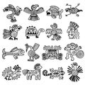 Ancient tribal logo. Mexican aztec icons animals decoration mayan pattern recent vector collection Royalty Free Stock Photo