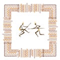 Ancient tribal people, ethnic ornament frame for