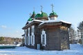 Ancient Trinity Troitskaya church from the village of Dyadino in the village of Taltsy, Irkutsk region, Russia