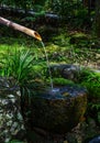 An ancient tsukubai stone water basin Royalty Free Stock Photo