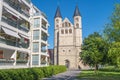 Ancient two towers of Church Monastery of Our Beloved Woman Kloster Unser Lieben Frauen in historical downtown of Magdeburg at