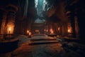 Ancient underground cave from treasure hunting game or movie