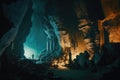 Ancient underground cave from treasure hunting game or movie