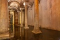 Ancient underground water reservoir with stone columns and arched ceilings Royalty Free Stock Photo