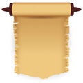 Ancient unrolled scroll template with teared parchment page, Vector illustration