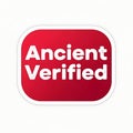 Ancient verified sign symbol for authenticity and trust in red and white Royalty Free Stock Photo