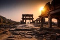 Ancient Vijayanagara Empire civilization ruins of Hampi, Karnataka, India