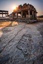 Ancient Vijayanagara Empire civilization ruins of Hampi, Karnataka, India
