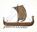 Ancient Viking ship. Vector drawing